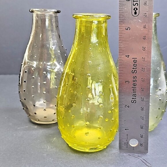 Hobnail Glass Bud Vases Set Of 3,  MCM Vintage 5.50” - Picture 13 of 16